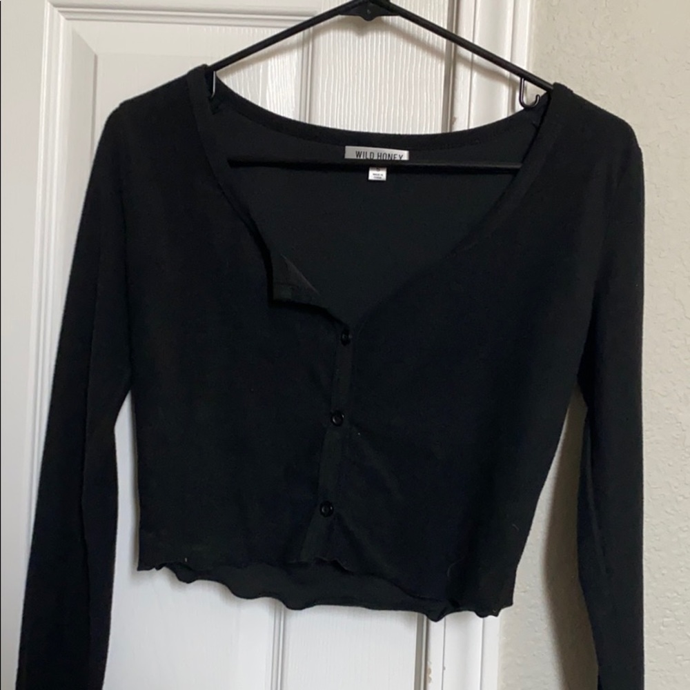 Button Down Cropped Long Sleeve